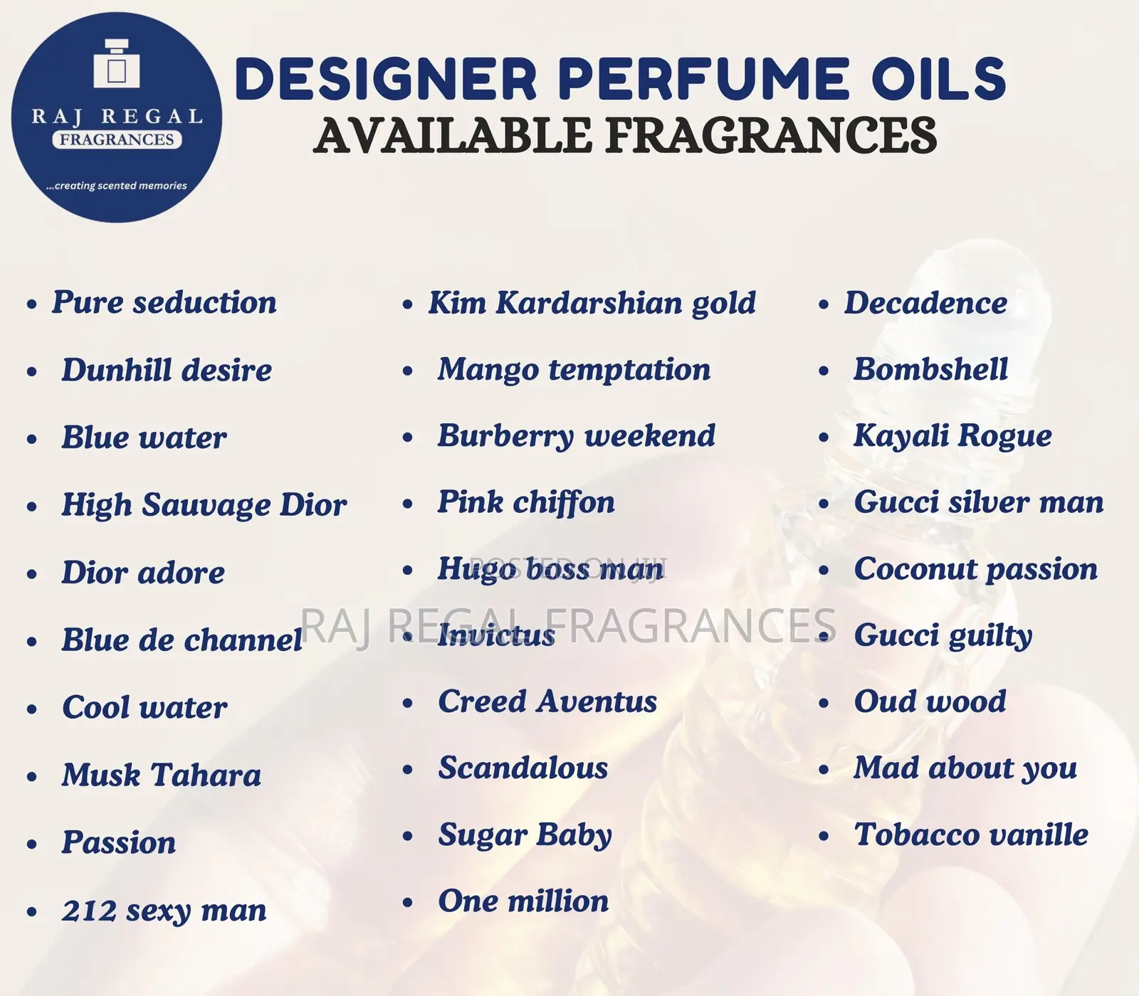 100% Undiluted Designer Perfume Oils