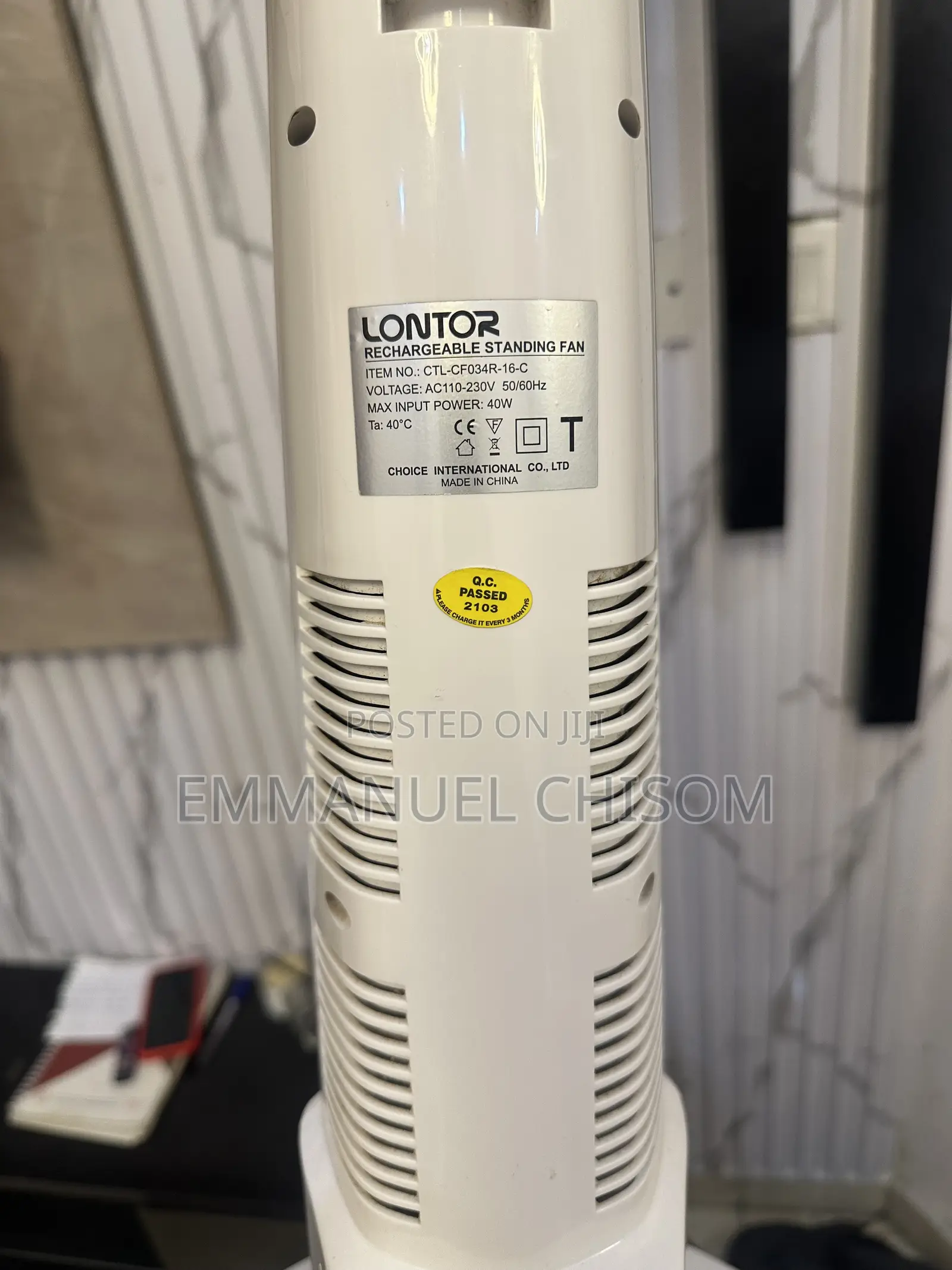 Lontor 18 Inches Rechargeable Fan