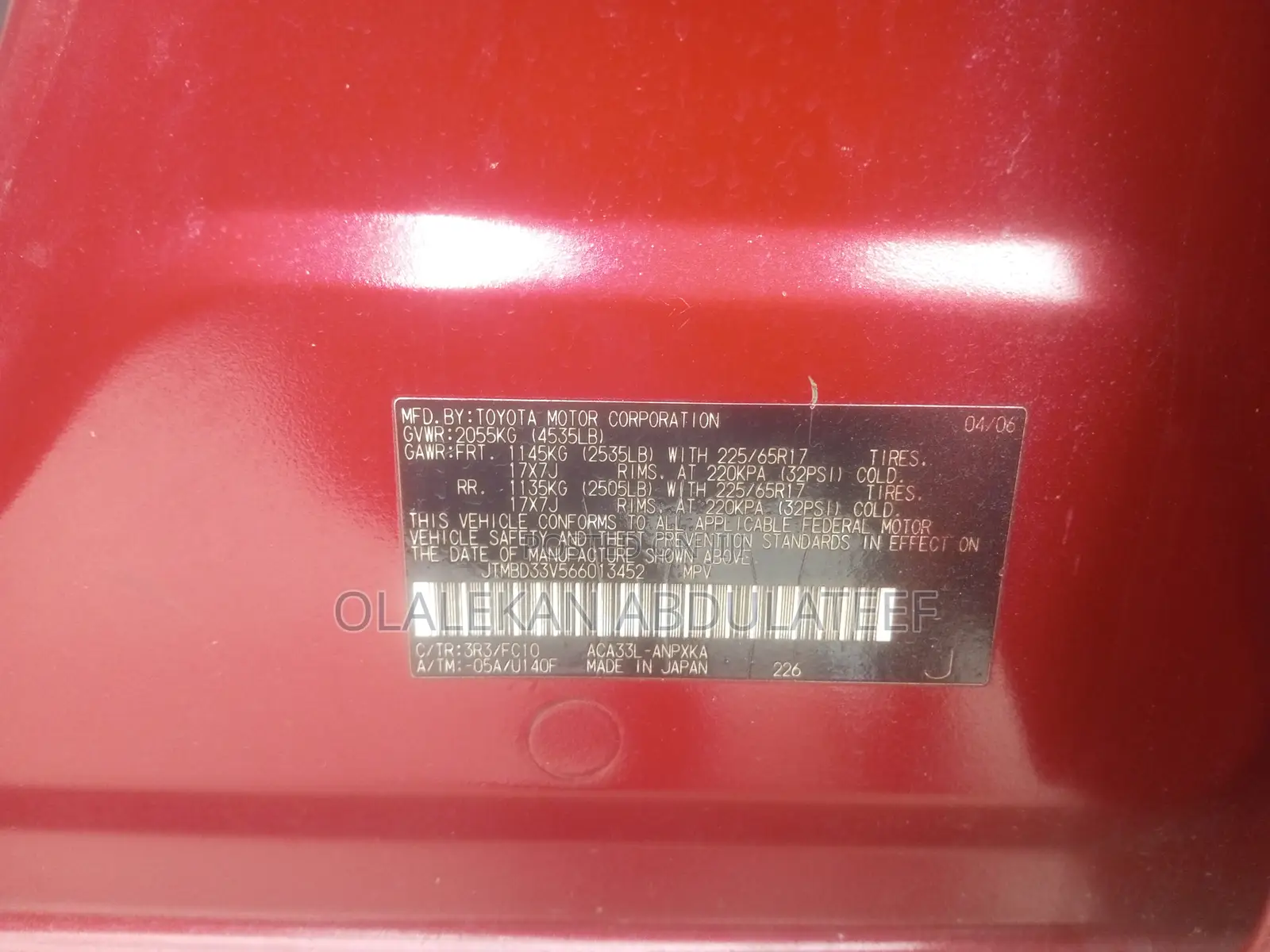 Toyota RAV4 2006 Red