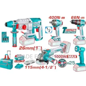 20v Brushless Cordless Combo Set – 5 Tools + Batteries + Charger