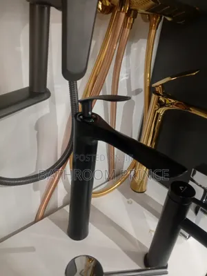 Long Black Countertop Basin Mixer Tap