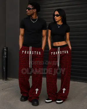 Red and Black Plaid Baggy Streetwear Pants