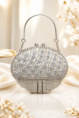 Silver Glamour Crystal Purse