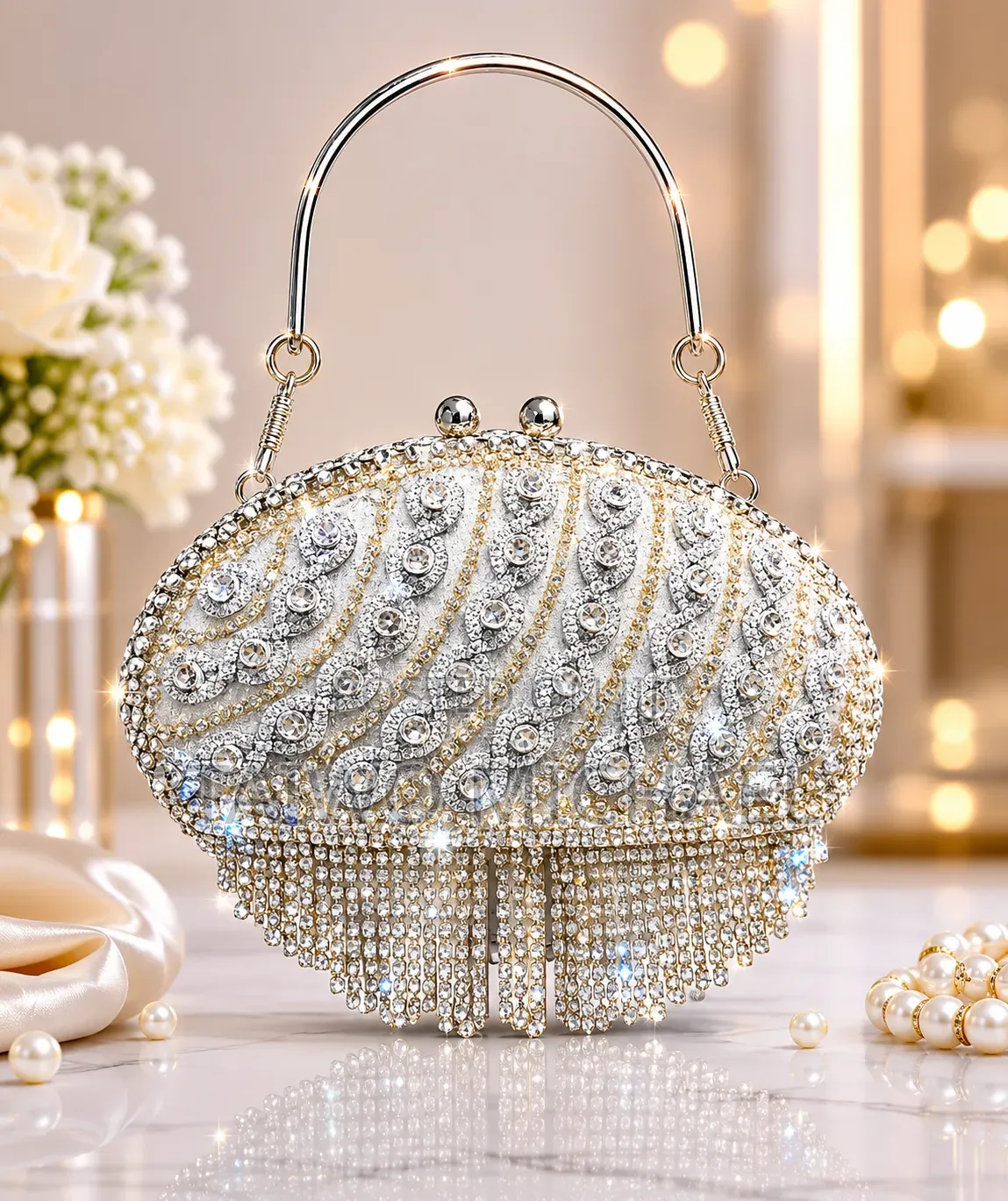 Silver Glamour Crystal Purse