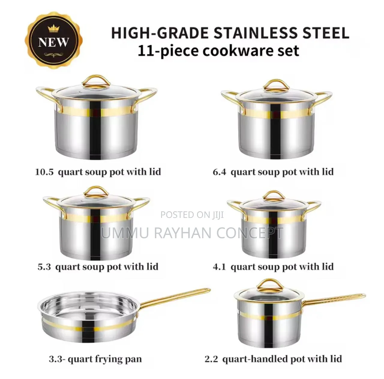 11pieces High Quality Stainless Steel Cookware Set