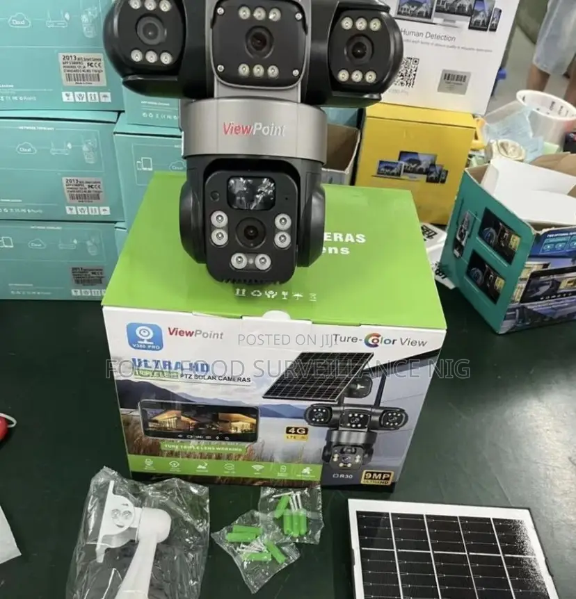 Solar Powered Auto-tracking Complete 3 Lens Cctv Camera Ultra Hd