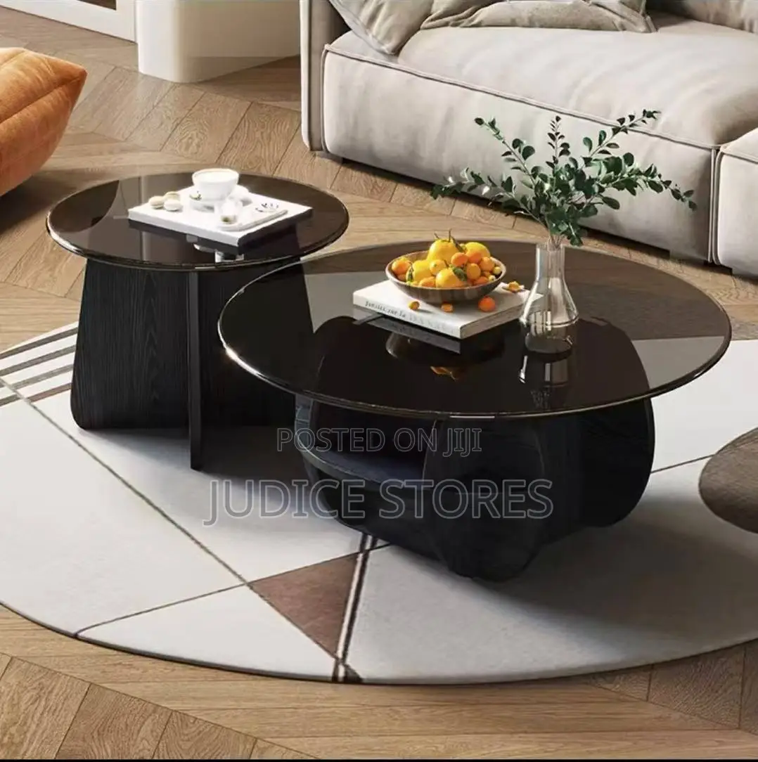 Round Glass Center Table 2pcs Set