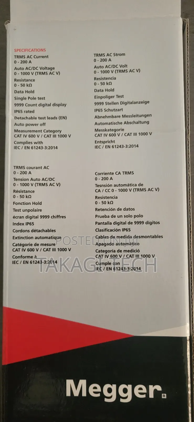 Megger Met1000 Current, Voltage and Continuity Tester