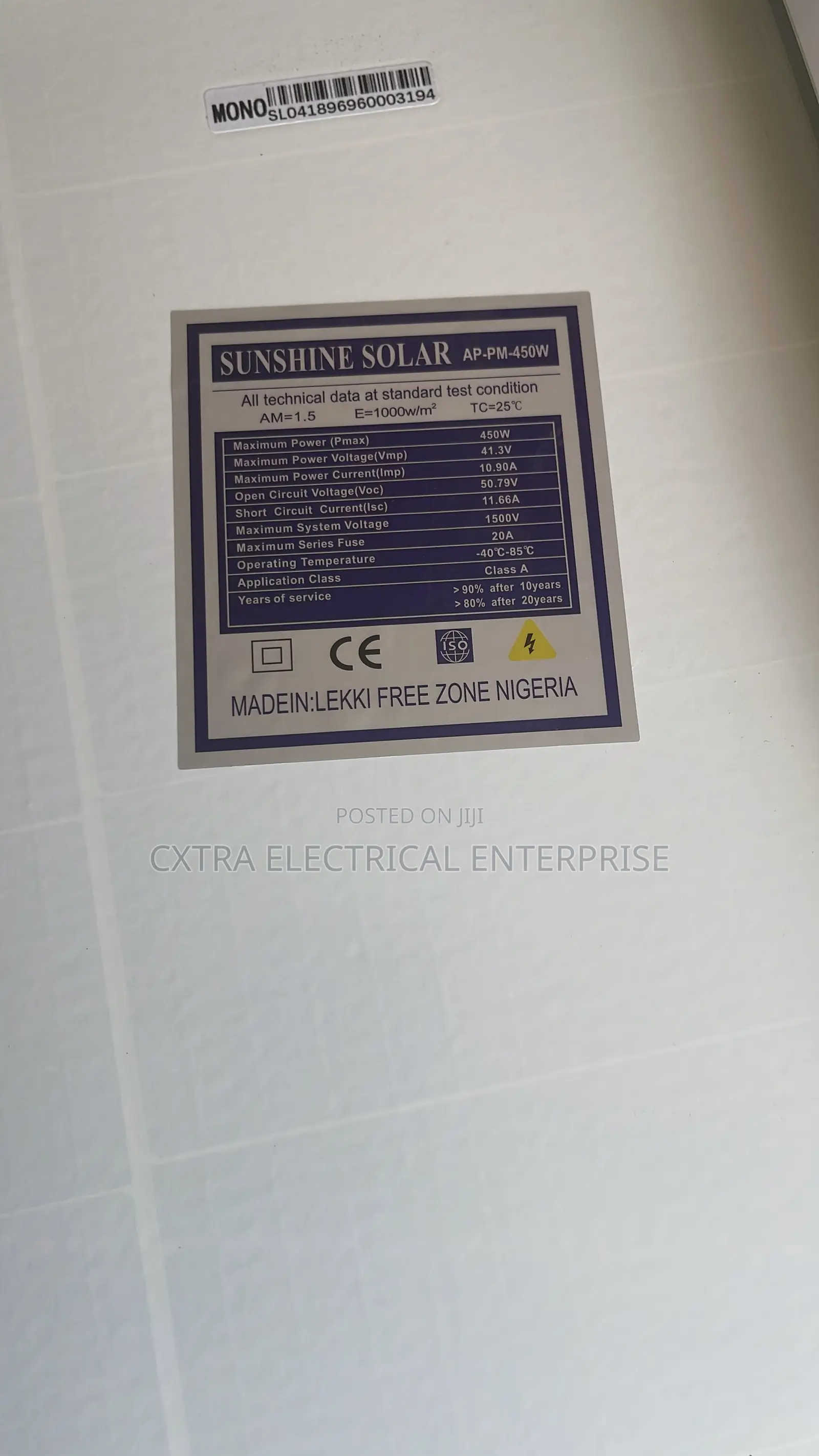 Sunshine 450w Monocrystalline Solar Panel