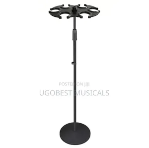 6-Way Multi-Microphone Stand With Adjustable Heavy-Duty Round Base