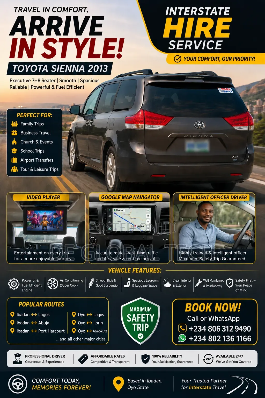 Toyota Sienna For Hire
