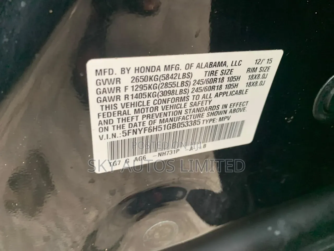 Honda Pilot 2016 Black