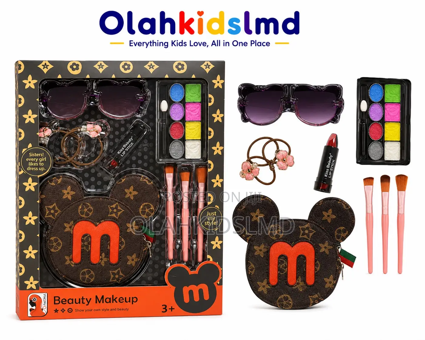 Beauty Makeup Set With Mouse-Ear Bag, Sunglasses Lipstick, 3+