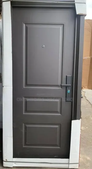 3ft by 7ft Gray 3-Panel Steel Security Door