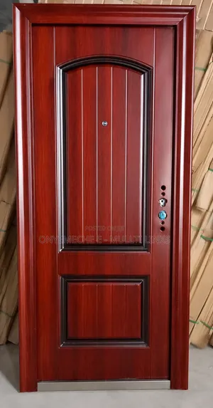 Waston Time Security Door in a Wood-Finished Brown Design
