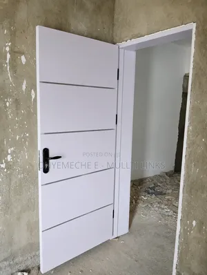 3ft Modern White HDF Door With Horizontal Groove Detailing