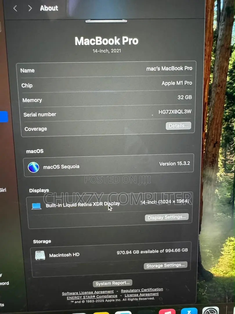 Laptop Apple MacBook Pro 32GB Apple M1 Pro SSD 1T