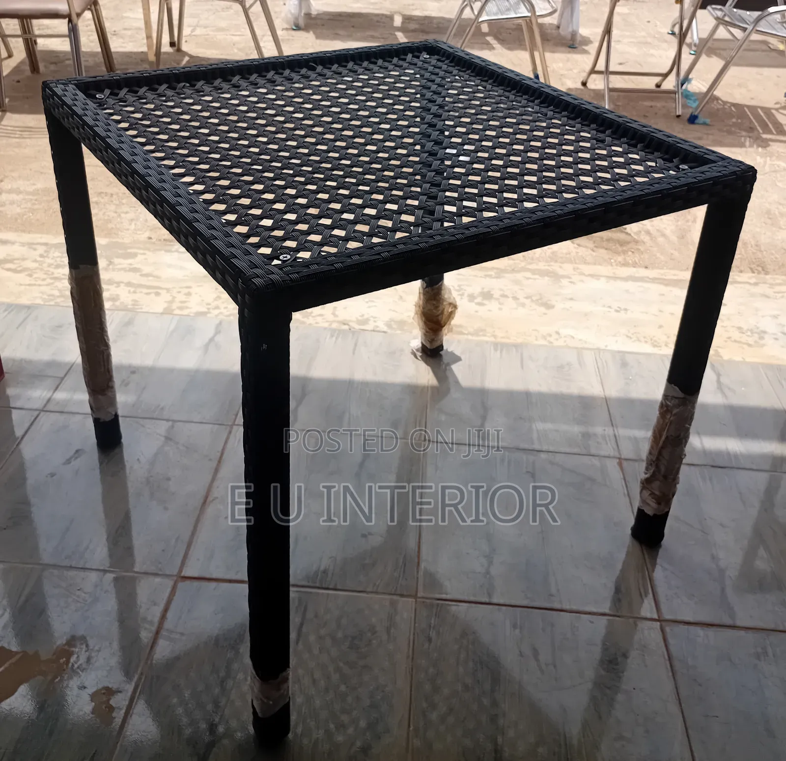 Black Wicker Rattan Restaurant Table