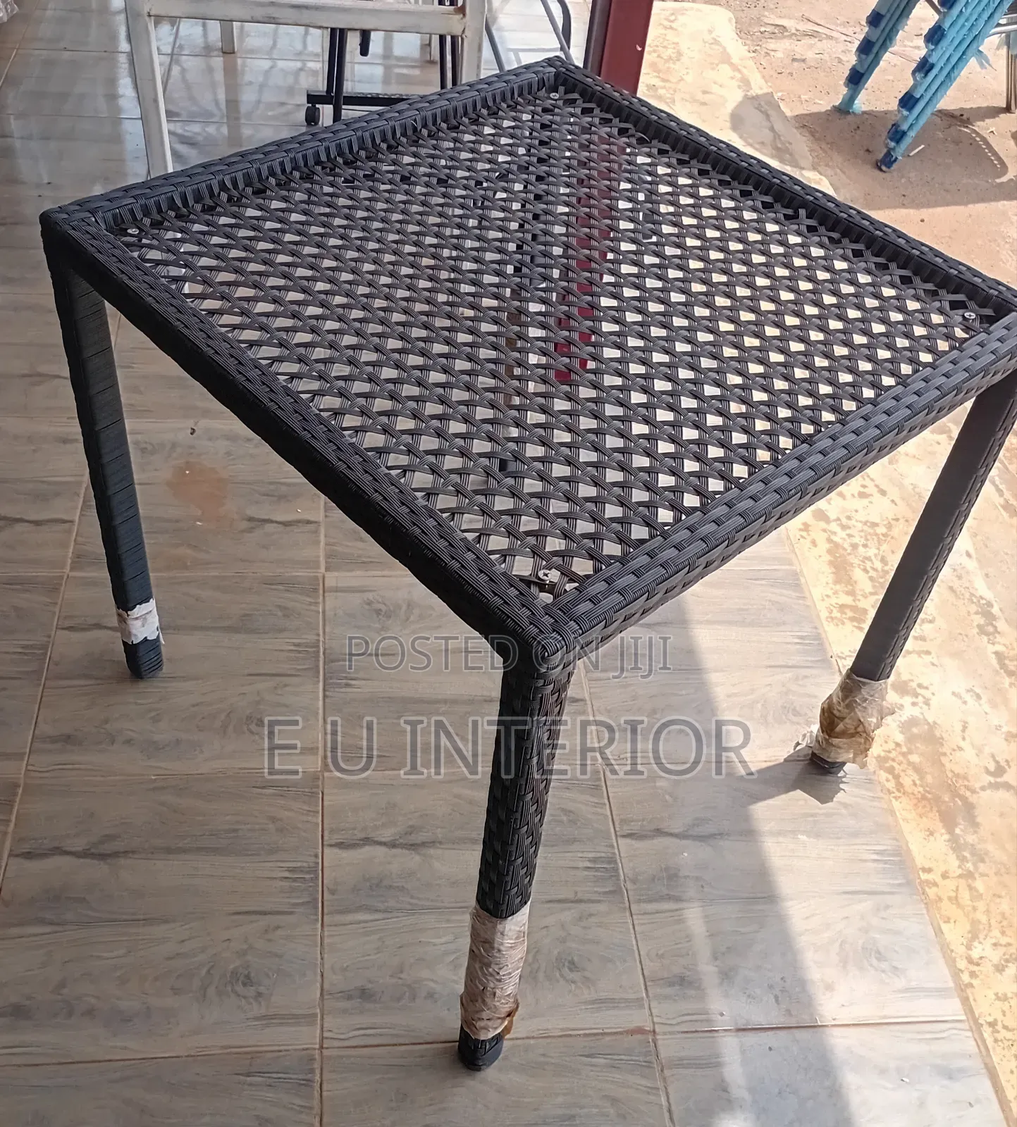 Black Wicker Rattan Restaurant Table
