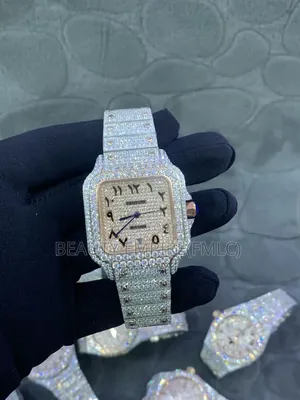 Fully Iced Cartier Santos Wristwatch