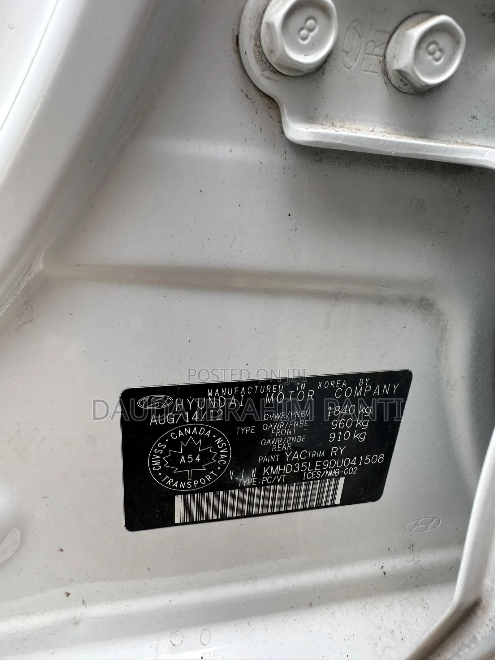 Hyundai Elantra 2012 White