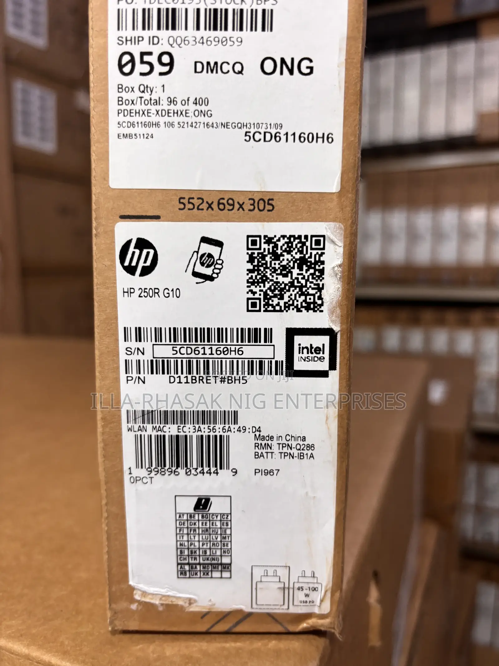 New Laptop HP 250 G10 8GB Intel Core 3 SSD 512GB