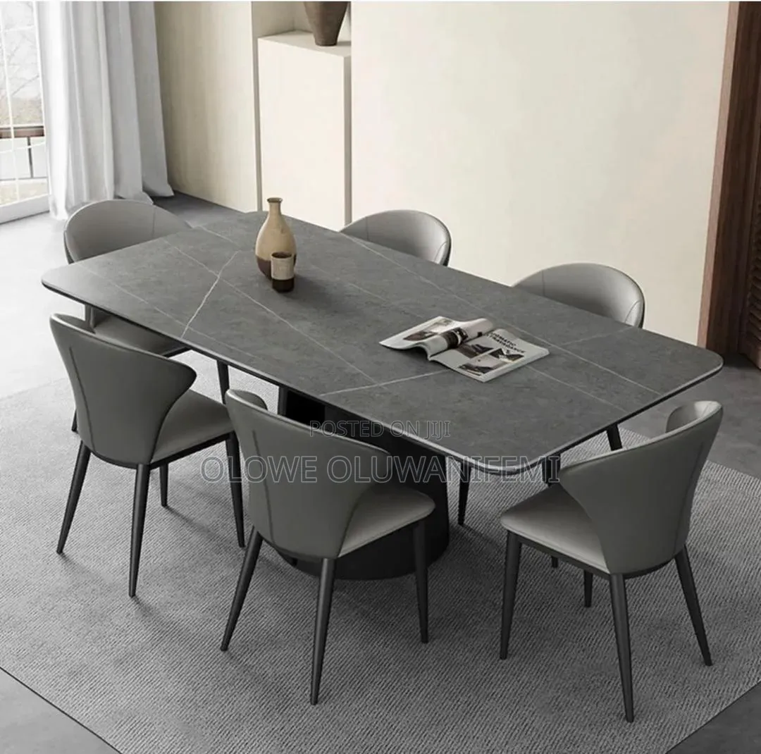 Black Marble Dining Set By6