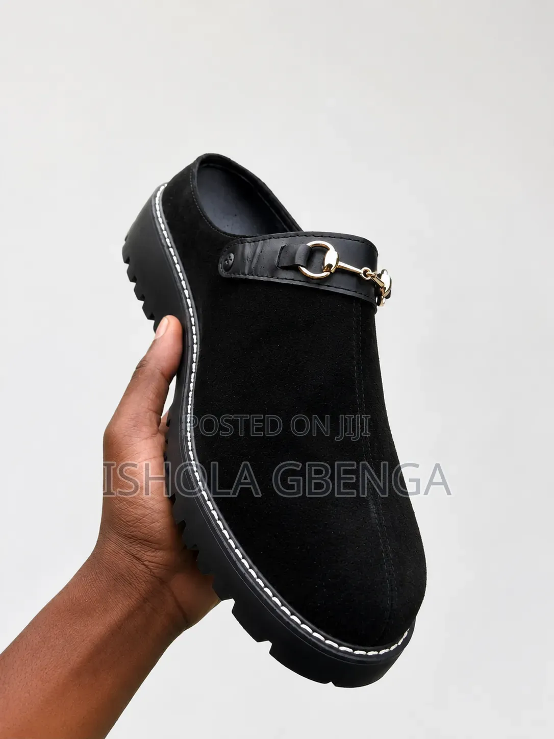 Black Suede Executive Half Shoe With