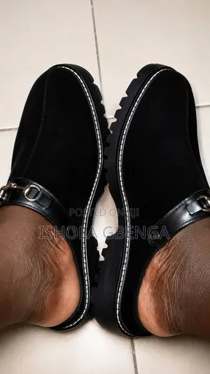 Black Suede Executive Half Shoe With