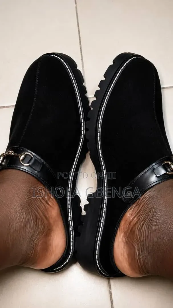 Black Suede Executive Half Shoe With
