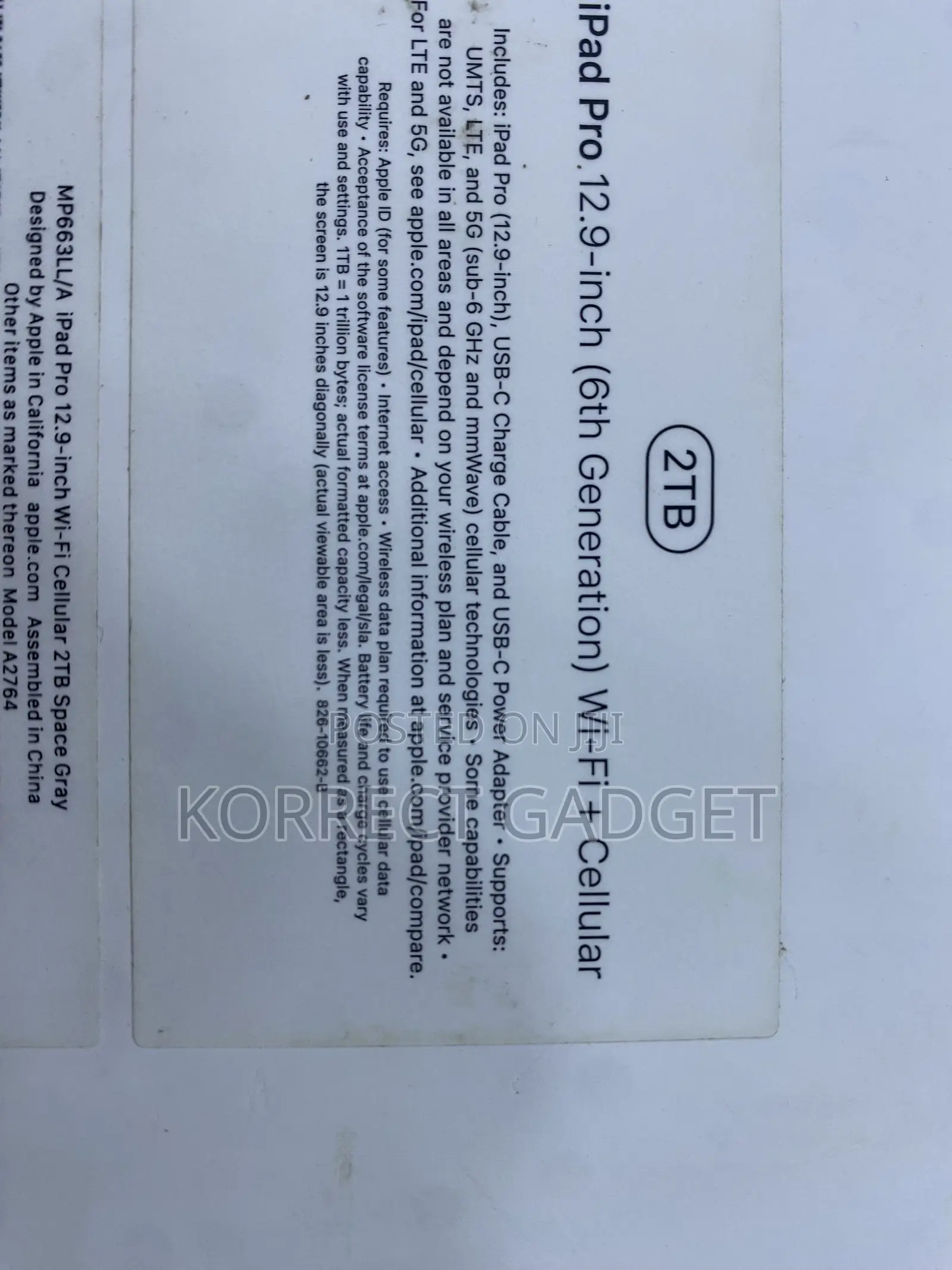 New Apple iPad Pro (2022) 2 TB Gray