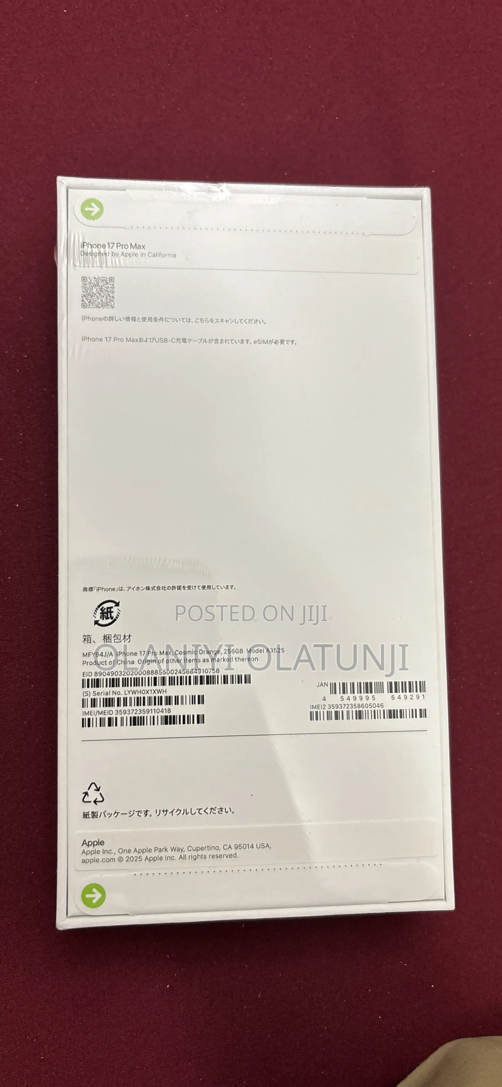 New Apple iPhone 17 Pro Max 256 GB Orange