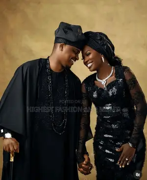 Lace-Bodice Iro and Buba Men’S Textured Minimalist Agbada