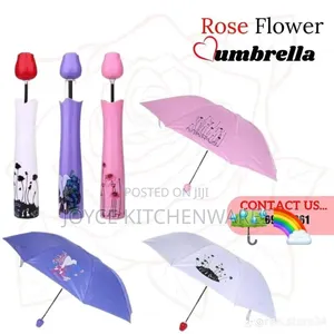 ￼ Rose Flower Folding Umbrella – Portable Windproof Sun Rain Umbrel