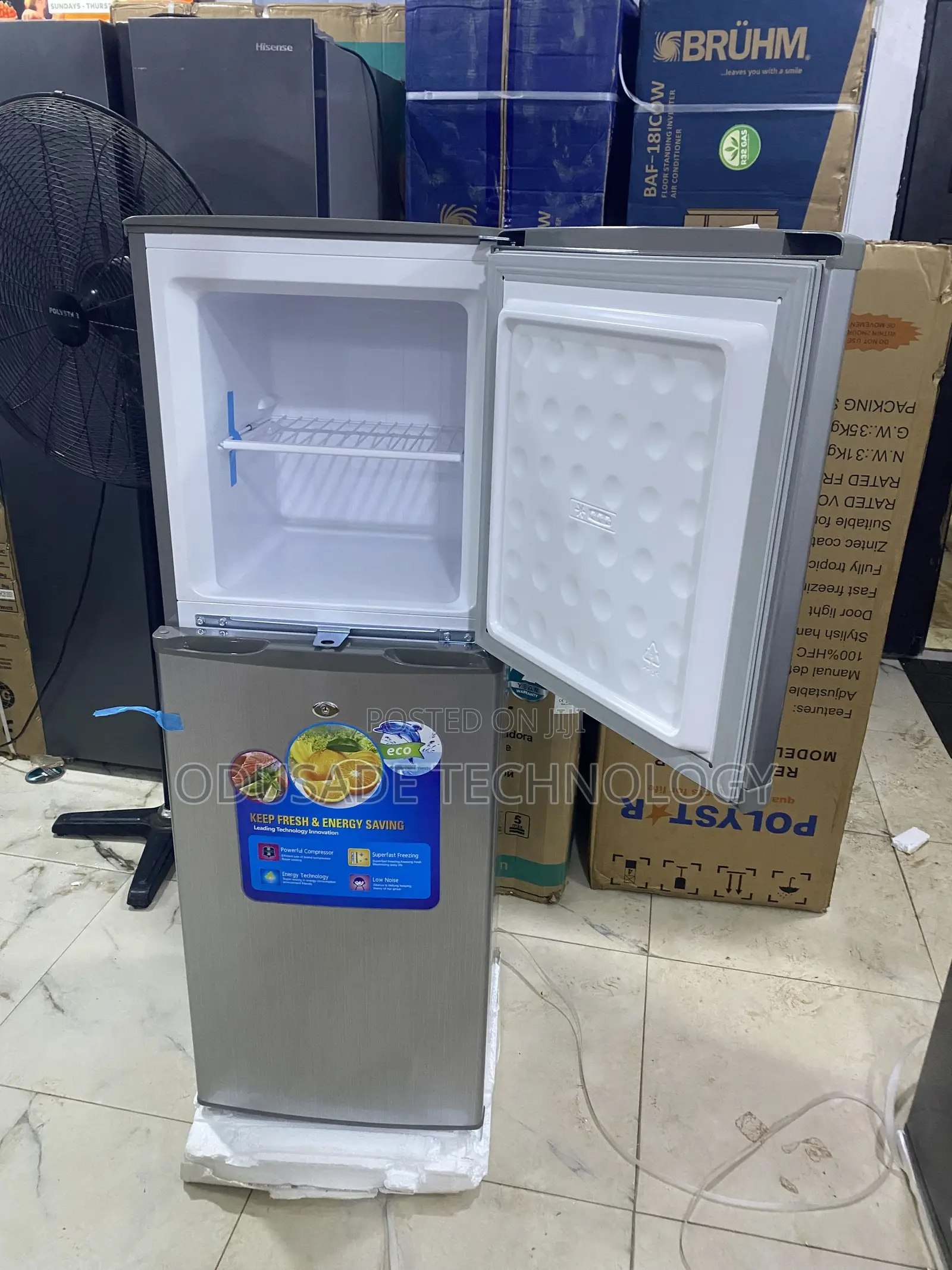 Polystar Double Door Refrigerator Silver 142l