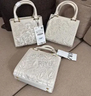 Zara Ivory Embroidered Faux Pearl Handbag