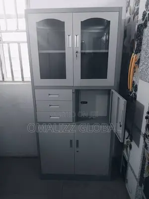 Metal Book Shelf With 3 Side Drawer and Safe