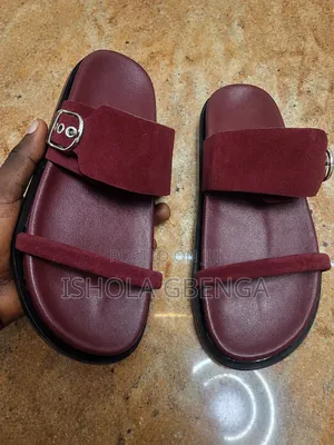Wine Suede Wide Strap Slide