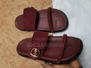 Wine Suede Wide Strap Slide