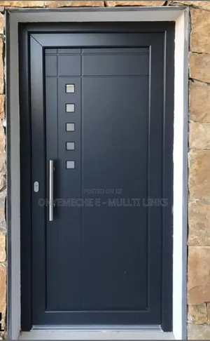 4ft by 7ft Modern Entrance Door With a Vertical Linear Design