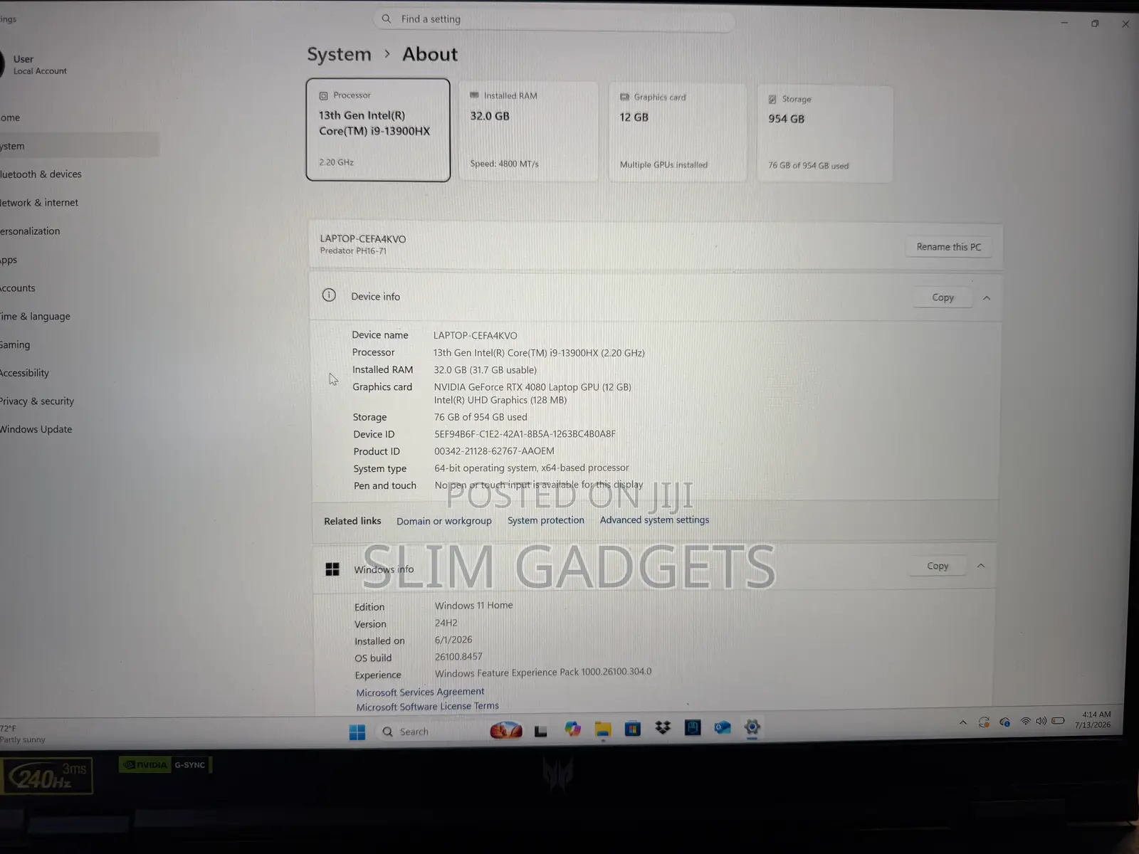 Laptop Acer Predator Helios 16 32GB Intel Core i9 SSD 1T