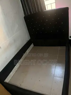 Black Suede Color Bedframe, in Good Condition, Ready to Use.