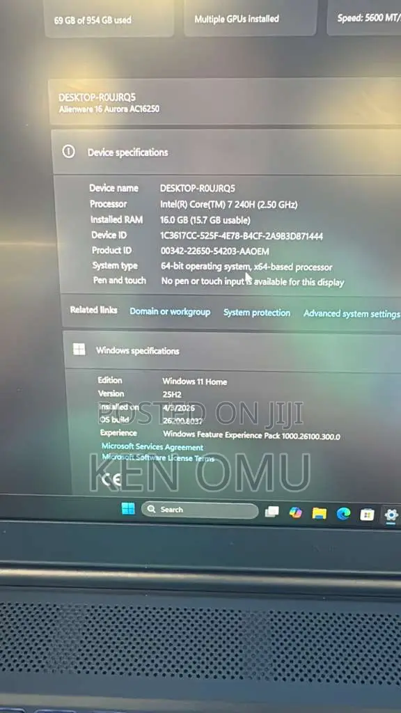 Laptop Alienware 16 Aurora 16GB Intel Core 7 SSD 1T