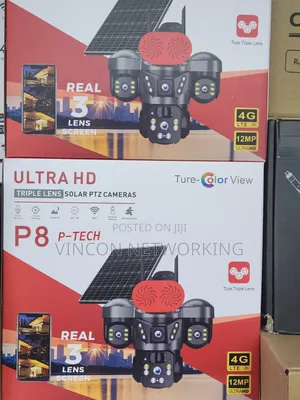 V380 Triple-Lens PTZ Solar Camera (No Auto-Rotation)