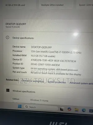Laptop MSI MSI Sword 15 16GB Intel Core i7 SSD 1T