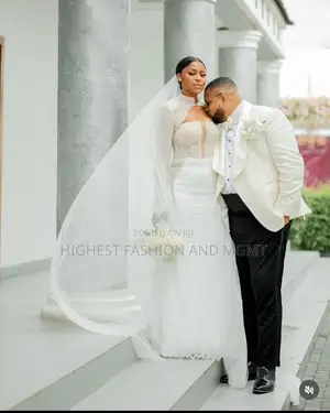 Ivory Bridal Gown Men’S White Jacket With Black Tuxedo Trousers