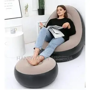 Inflatable Sofa Lazy Couch Bag Chair With Footstool Electric Pump