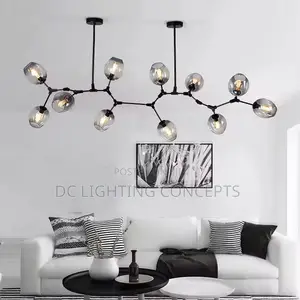 Modern Retro American Aluminum Pendant Smoke Glass Chandelier.