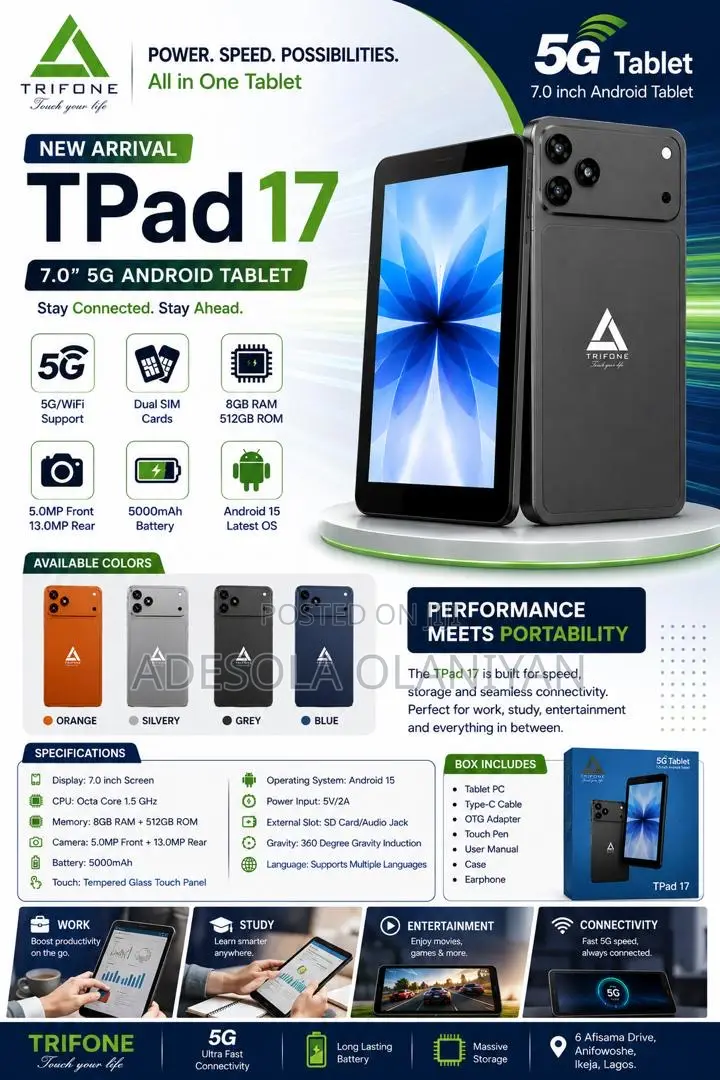 New Trifone TPad 17 8 GB Blue