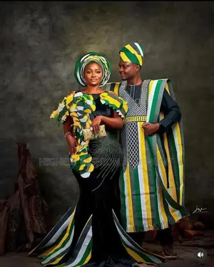 Iro And Buba Men’S Structured Striped Agbada